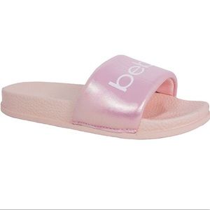 bebe Girls Sandal Iridescent Logo Slide